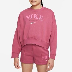 Nike Fleece Graphic Crew Athletic Pink Sweatshirt Girls Size XL Pullover